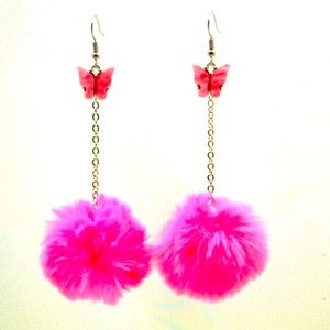 New Butterfly Pompom Earrings